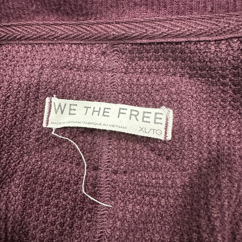 WE THE FREE Sweater Women's XL Burgundy Waffle Knit Oversized Knit Sweater - Picture 10 of 13